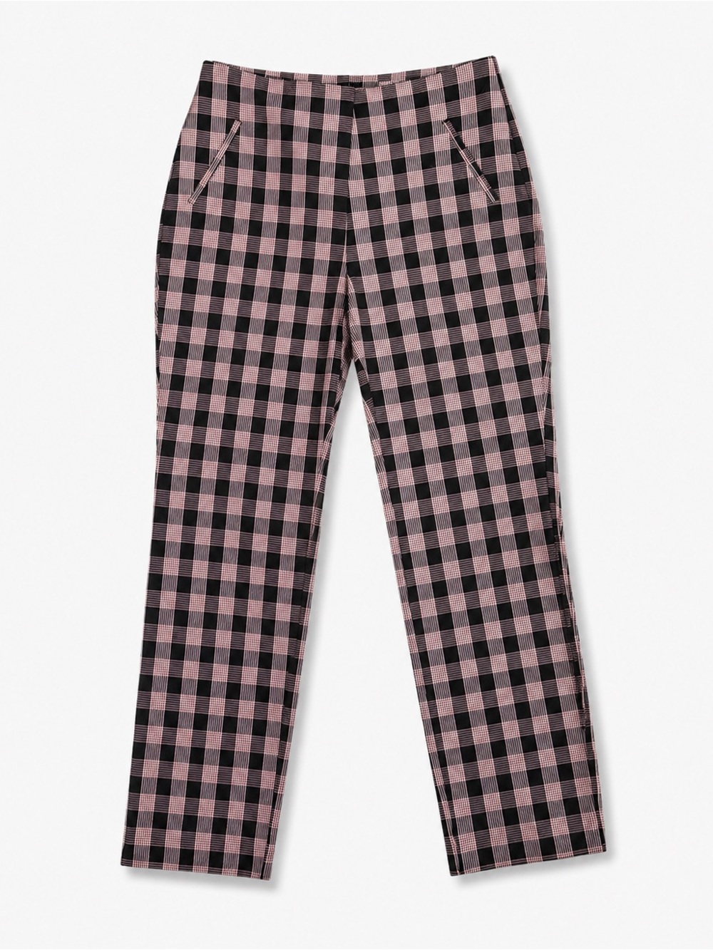 Black and Pink Plaid  Straight-Leg Dress Pants. Petite Medium  , NWOT